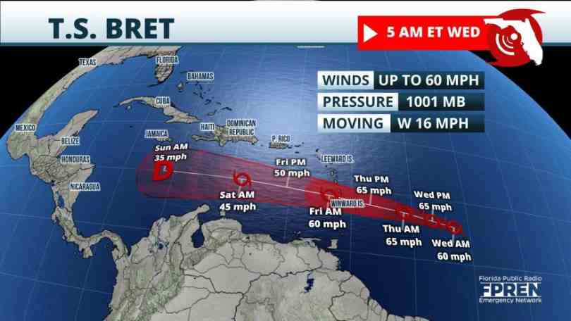 As Tropical Storm Bret approaches the Caribbean, Tropical Storm Cindy forms.