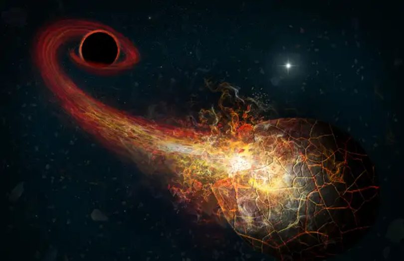Astronomers are taken aback as the hungry black hole “switches on.”